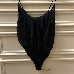 Black, spaghetti strap bodysuit